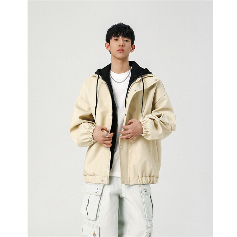 春季皮衣美式潮牌青少年百搭夹克情侣春装外套XZ102B-1-JK2562P95图片