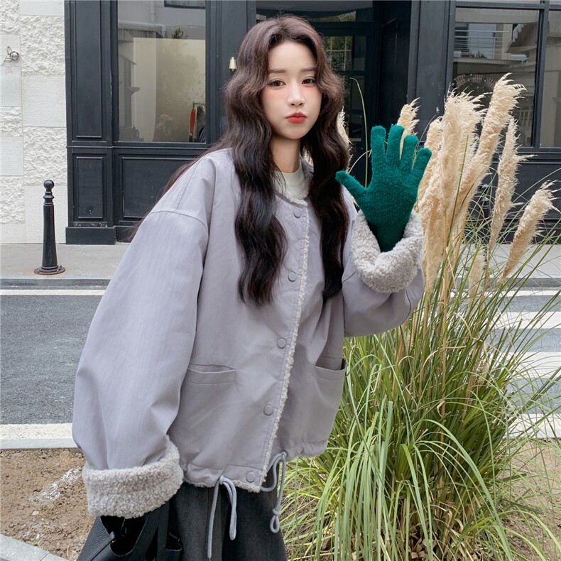 两面穿风衣羊羔毛外套，2B218-2587-P185，控278,女装短外套,2B218
