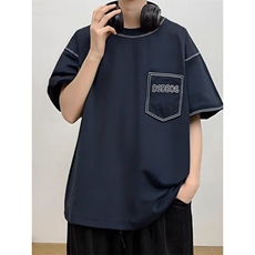 网络图现货假口袋T恤男短袖夏季宽松五分袖情侣衣服RHC139-P48，男装T恤，星座1005-4