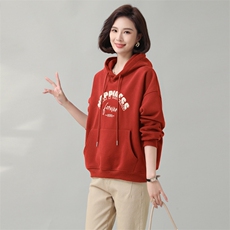 时尚宽松加绒卫衣女秋冬新款韩版百搭显瘦连帽上衣外套，女装卫衣/绒衫，秋牧寒烟