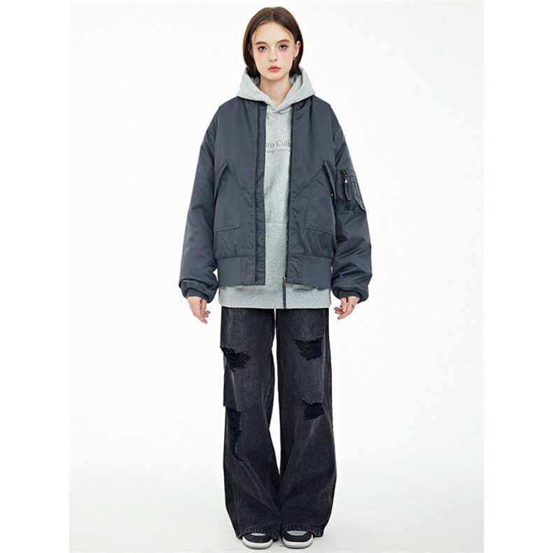 现货秋冬季潮牌机车夹克棉衣棒球服欧美街头飞行员外套情侣装，男装夹克，电商A105