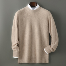 2025年秋季长袖套头时尚都市圆领竖菱形，男装羊毛衫，千国羊绒