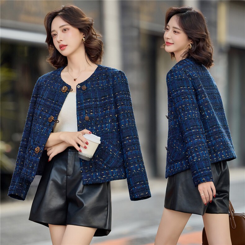 2025年冬季新款粗花呢亮丝小香风外套，女装短外套，依路服饰