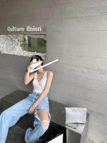 破洞拖地裤，女装，ZIA