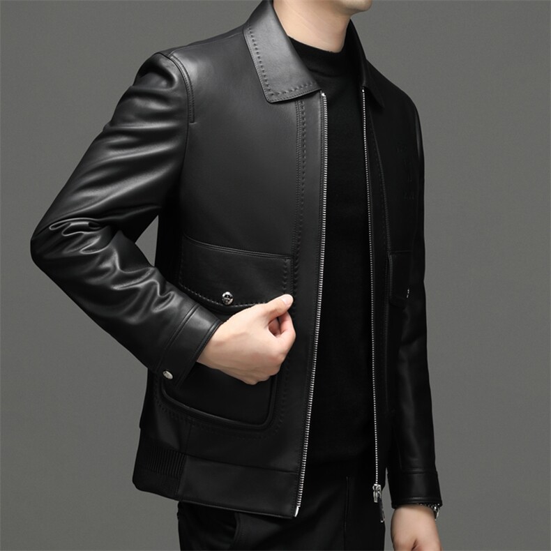 22086冬季新款海宁真皮羽绒服男绵羊皮外套可脱卸内胆鹅绒服P900,男装羽绒服,电商B360A（原721A）