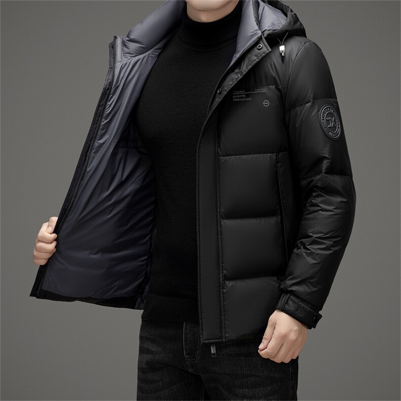 新款冬季羽绒服短款羽绒服帅气时尚保暖休闲帽子可脱卸高级外套男,男装羽绒服,钱塘6003（原4033）