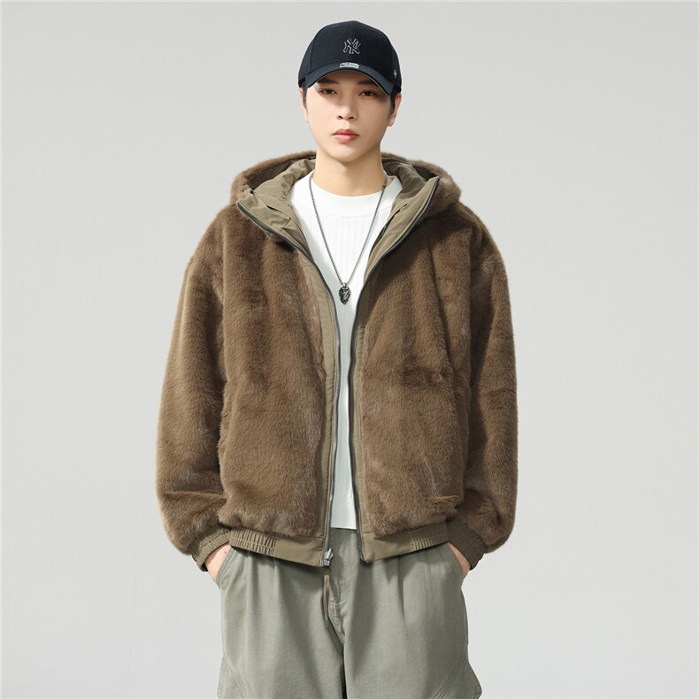 双面穿座山雕棉服连帽加绒情侣外套一件过冬原创双色银狐绒保暖,男装棉衣,电商D215