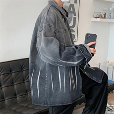 日系复古做旧牛仔夹克男女潮牌街头宽松休闲百搭情侣外套JK06-P65，男装夹克，星座308B-1