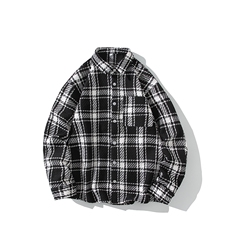 精品秋季小香风衬衫式翻领夹克男潮大码宽松痞帅外套毛呢衬衣p55，男装夹克，电商A012