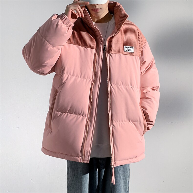 冬季青少年灯芯绒立领拼接外套休闲百搭面包服棉服5302-P78,男装棉衣,电商B306
