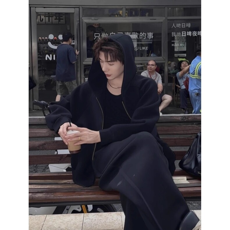 重磅拉链开衫卫衣男春秋款韩版宽松运动休闲上衣连帽衫外套,女装短外套,星座218-8
