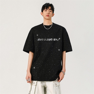 2025夏季250克高品质满天星亮片短袖金属字母设计MT9163-P33控58图片