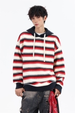 517A-8-M626-P78高品质连帽针织衫条纹撞色慵懒风毛衣现货卫衣，男装针织衫/毛衣，星座517A-8（原B282）