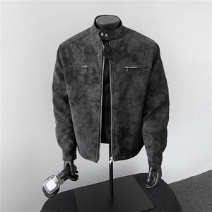 原版秋冬季复古皮衣加棉夹克立领皮外套M-5XLP85量大可谈图片