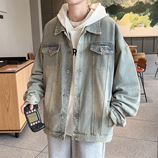 嗨派牛仔-618直播品质款美式复古蓝经典潮牛仔外套流宽松版男女款，男装工装外套，星座910