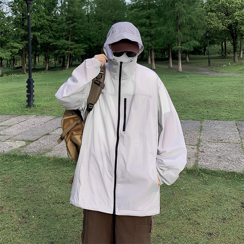 2024年夏季新款港风日系UPF50+户外连帽时尚防晒衣男女FS123-P40，男装防晒衣，星座313A(原308A-2)