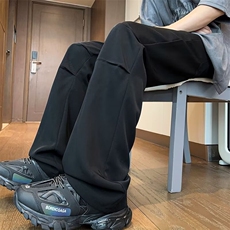 冰丝休闲小西裤男潮牌垂感宽松直筒炸街微喇叭阔腿长裤K601，男装西裤，星座1116A-1（原606A）