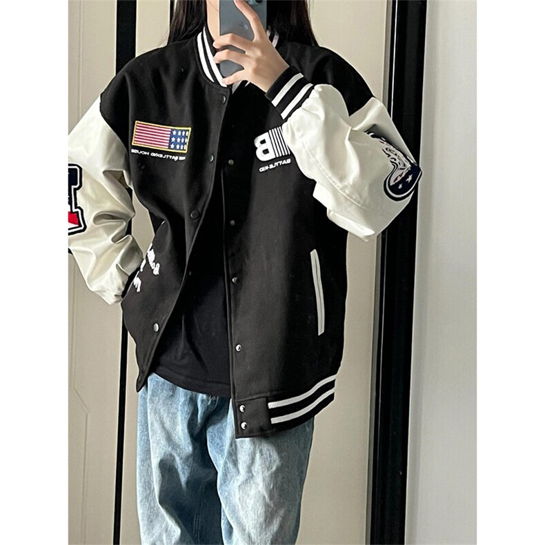 潮牌美式复古学院风棒球服外套刺绣夹克JK260特P46,男装夹克,星座908-1