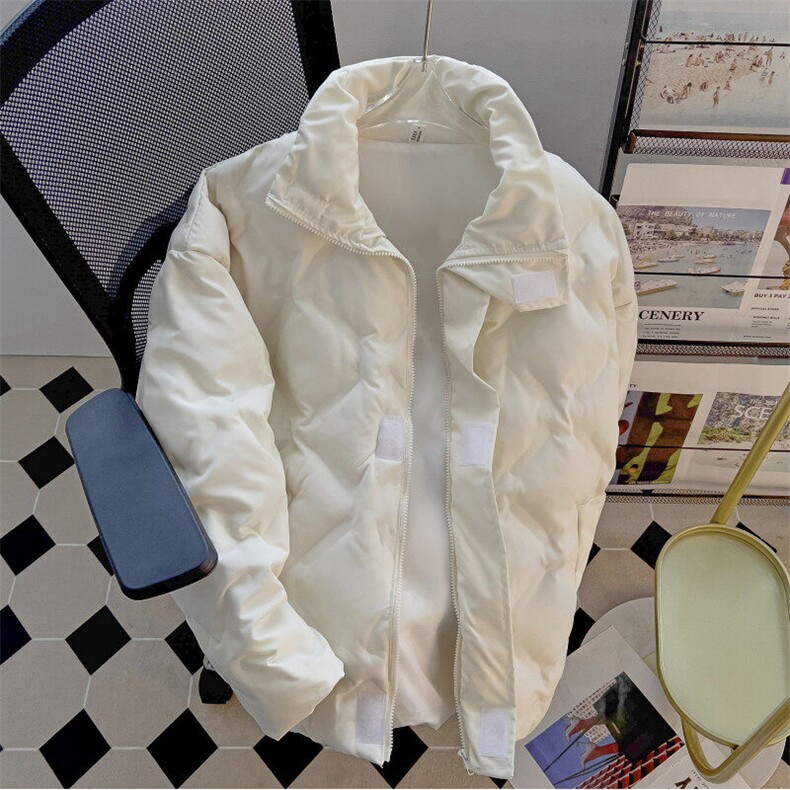 Y133-P88冬季加厚棉服男立领复古菱格压皱设计感痞帅外套面包服,男装棉衣,星座603-2