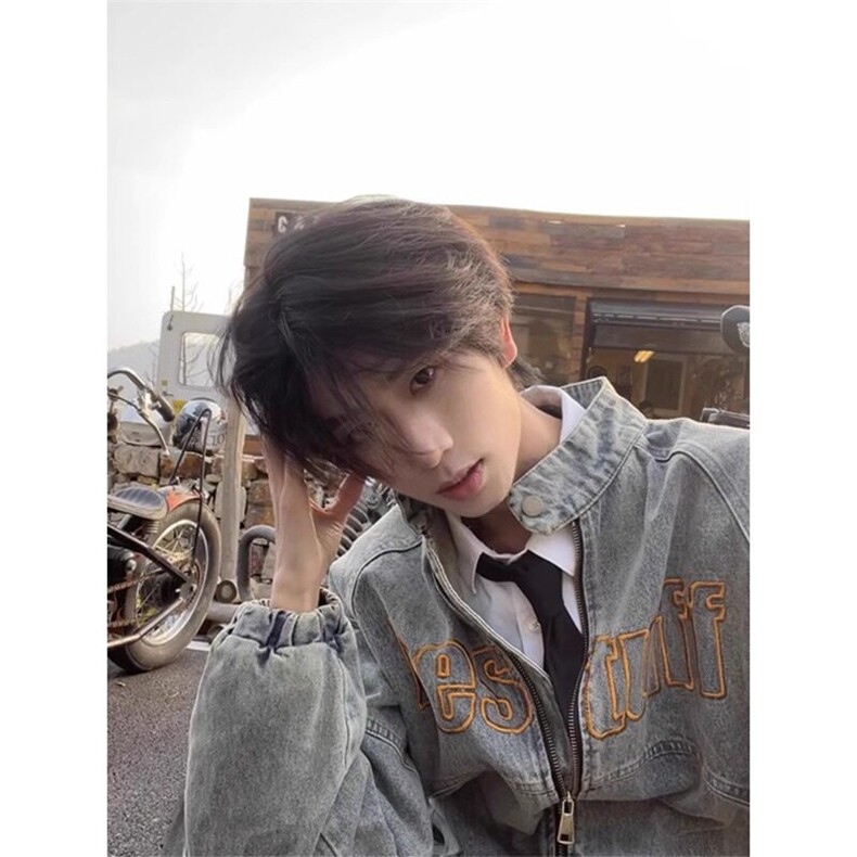 【有货】水洗刺绣牛仔外套立领高街机车夹克JK8899特P70,男装夹克,星座908-1