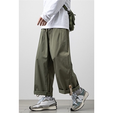 2026春季新款oversize大码九分裤男搭扣阔腿休闲裤K2856-P35控49，男装休闲裤，电商A001