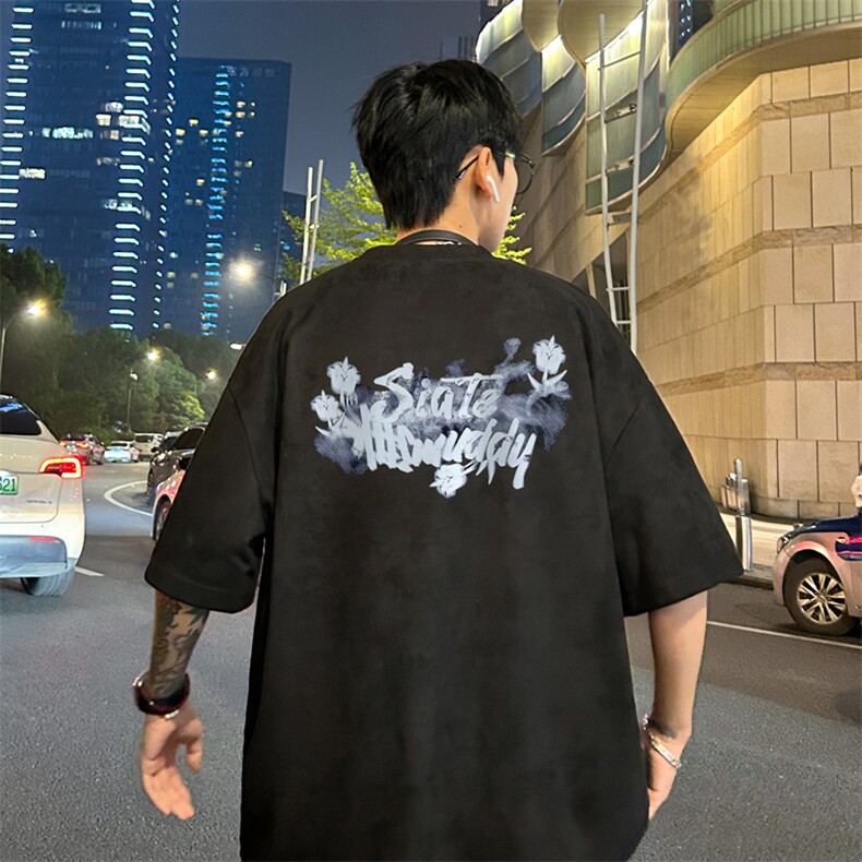 量大优供视频重磅麂皮绒短袖T恤男JPDX228-特P19,男装T恤,电商B367