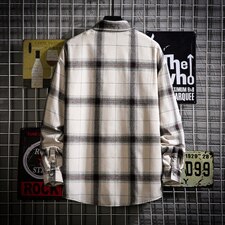 2021秋季新日系网格风大码男宽松工装休闲翻领格子衬衫C3051-P40，男装衬衫，电商A001