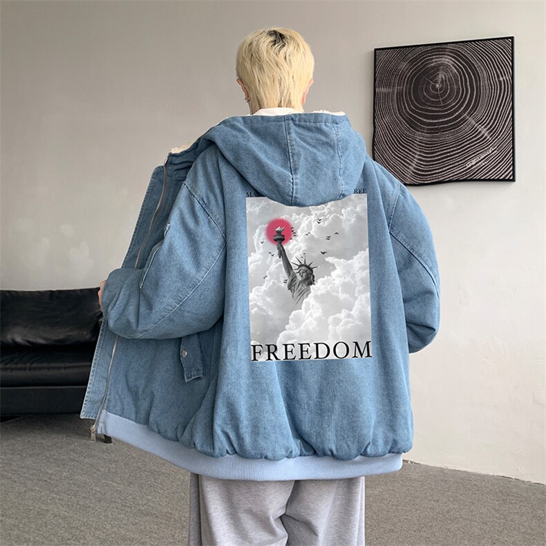 控价158牛仔棉衣男大码加绒羊羔绒牛仔棉服男棉袄NM53326-P140,男装棉衣,电商A040