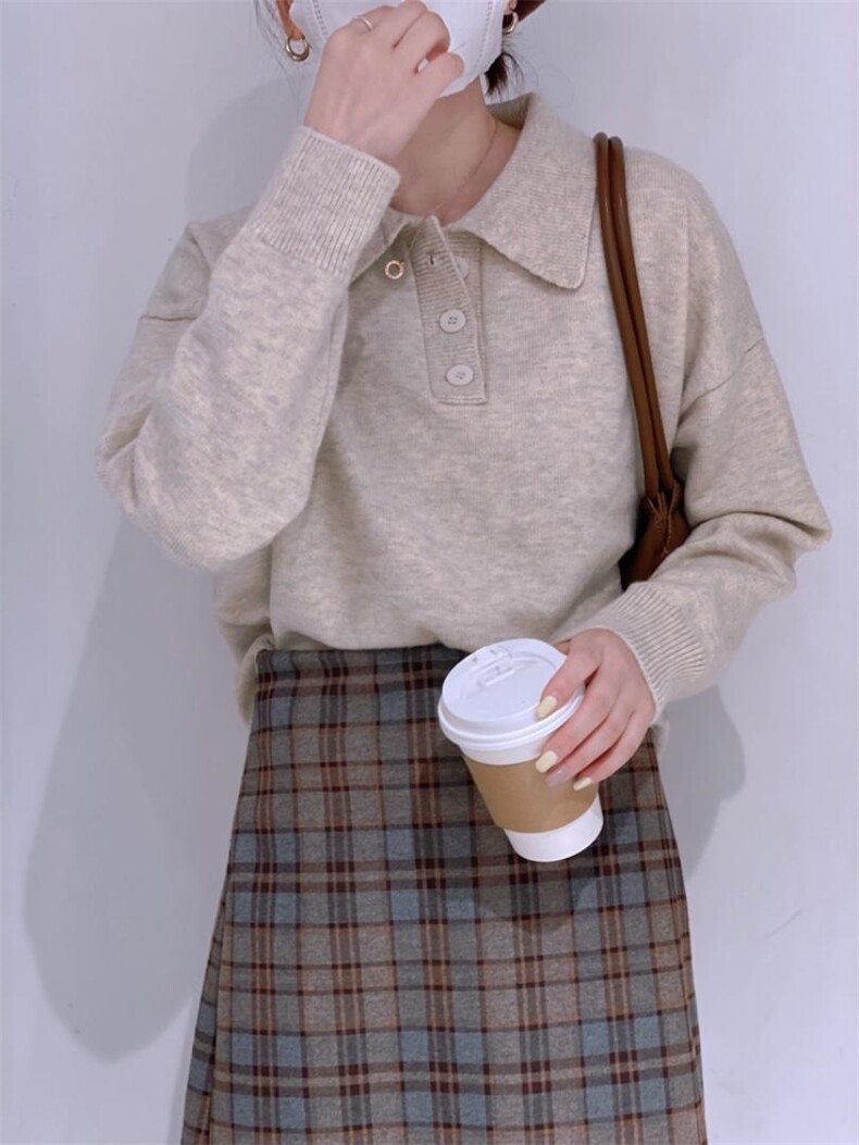 韩系小领毛衣，女装针织衫/毛衣，驿谷
