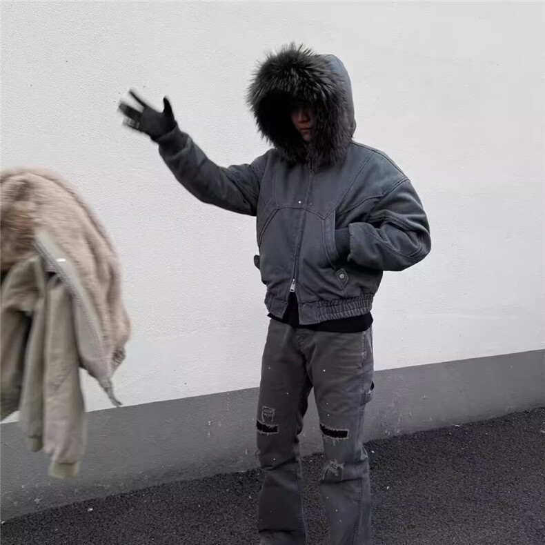 2025冬季可拆卸毛领连帽短款棉服外套男女派克服保暖棉衣1040P220,男装棉衣,电商D256-2(原A064-2)