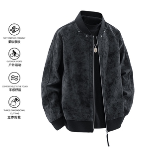 春秋新款皮夹克男宽松复古做旧美式翻领皮衣外套JK02569-P85图片