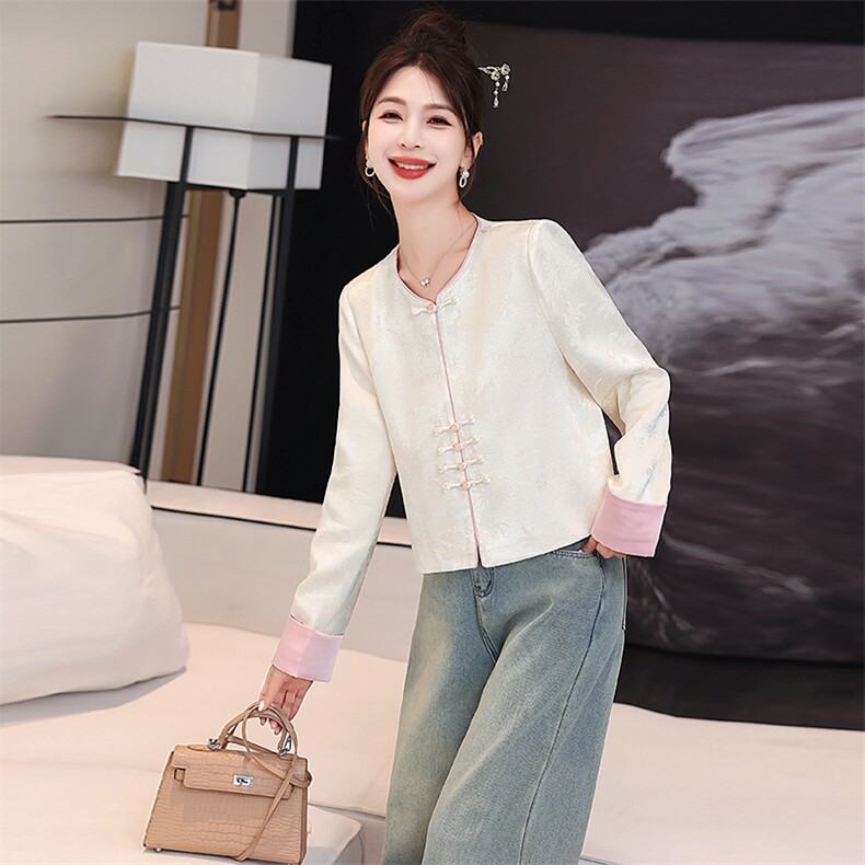 新中式g风小香风外套女2025春秋季小个子复古盘扣唐装短款上衣,女装短外套,沁沁公主