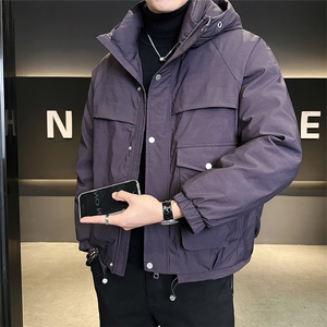 白鸭绒羽绒服男外套标50休闲时尚纯色上衣连帽款B317/6085/P245图片