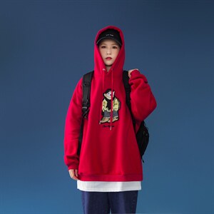 中性C316WY9031P68秋冬新款刺绣小熊加绒加厚卫衣情侣装男女款，男装卫衣，电商C316