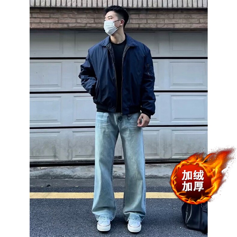 现货加棉加厚藏青色夹克棉服外套男女J505-常规特P40加棉特P58,男装夹克,星座1505