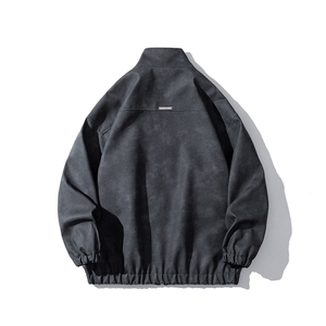 1美式做旧面料双拉链大口袋PU皮大码M-5XL夹克男JK77777P95控128图片