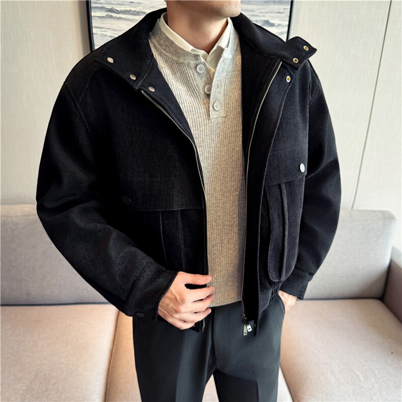 莱赛尔立领加厚保暖棉衣男工装棉服冬季飞行立领外套M25083-P210,男装棉衣,电商A213