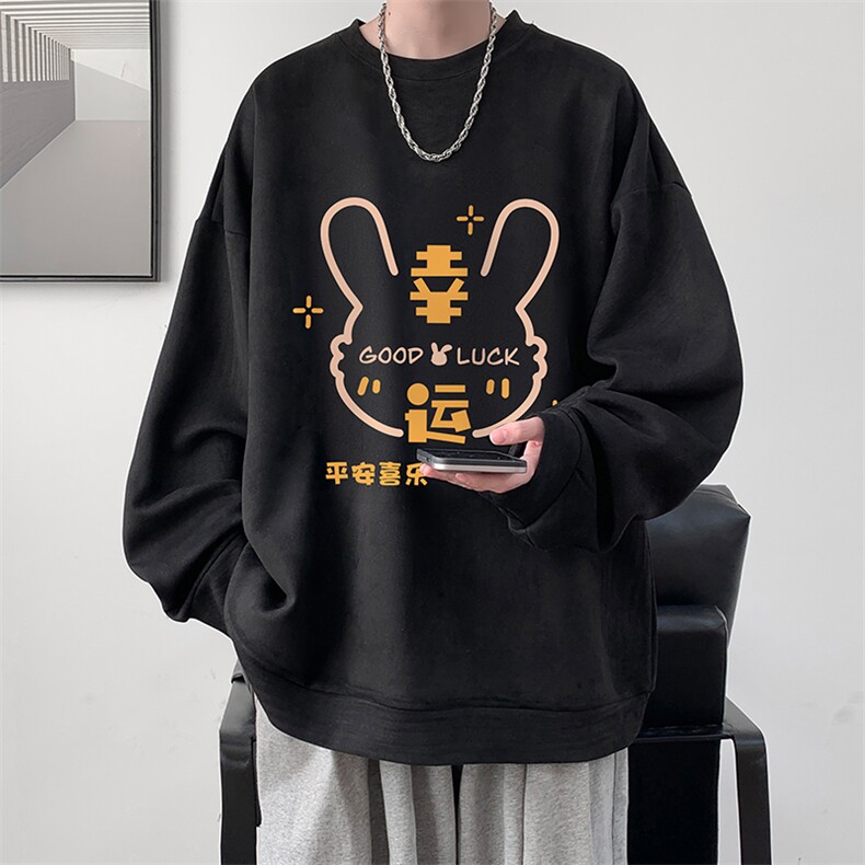 麂皮绒卫衣男大码重磅长袖t恤男 JW8127-P35图片