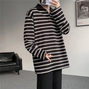 8XL-M 条纹定律polo衫男翻领长袖t恤大版宽松上衣 CX3011-P39图片