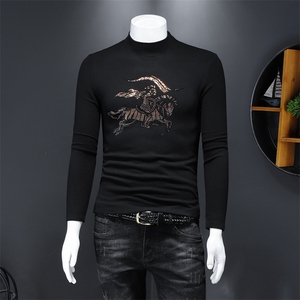 2020冬季男士加厚修身烫钻半高领长袖体恤 QT711 8511 P80 假模图片