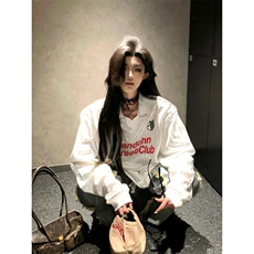 美式复古条纹字母印花冰感长袖情侣T恤男女春秋百搭休闲LY944-p42，男装T恤，星座1008