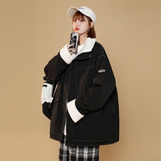 中性风男女冬季加绒加厚工装立领保暖棉服大衣A406MY123特P100，男装棉衣，星座309（原A406）