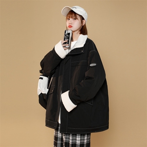中性风男女冬季加绒加厚工装立领保暖棉服大衣A406 MY123 特P100图片