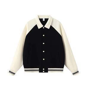 重磅420克boxy短款开衫翻领卫衣外套棒球服撞色外套男 D9898-P68图片