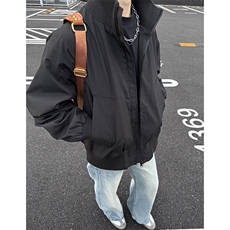 现货26春装美拉德立领飞行夹克纯色复古廓形高街棒球服外套，男装夹克，电商A486