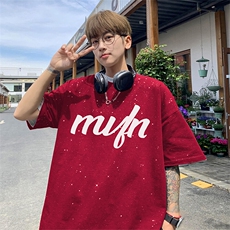 量大优供抖音视频支持得物配合二开美式满天星亮片短袖T恤MTX600，男装T恤，电商A486-1