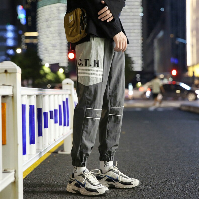 男士休闲裤2021春秋新款工装裤九分裤宽松束脚小脚裤潮牌DS882T图片