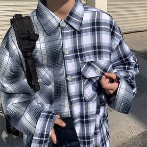 9011-P42 美式街头衬衫男女夏季新款宽松显瘦格子衬衣休闲外套图片