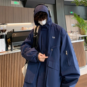 男士春季冲锋衣男潮流防水外套夹克刺绣大码连帽A266-JK8019-P55图片