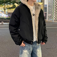 现货高品质美式高街冬季重磅硬挺短款座山雕毛领棉衣男女加厚外套，男装棉衣，电商A486